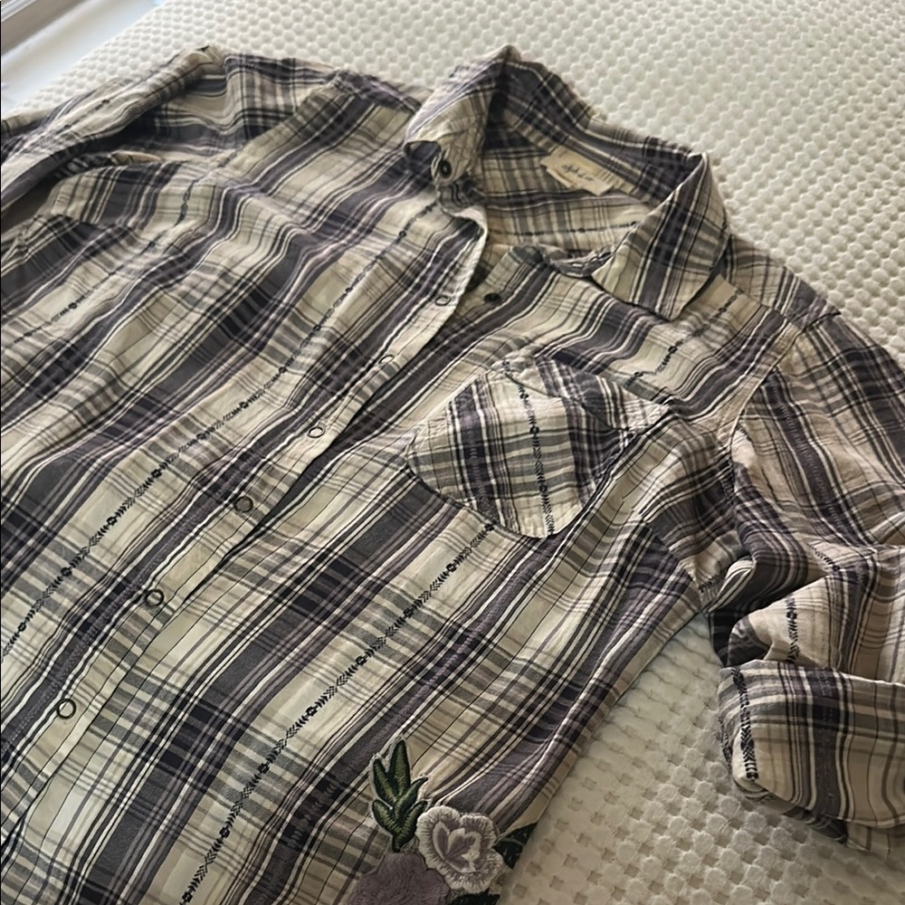 Men's Plaid Shirt - Black and White